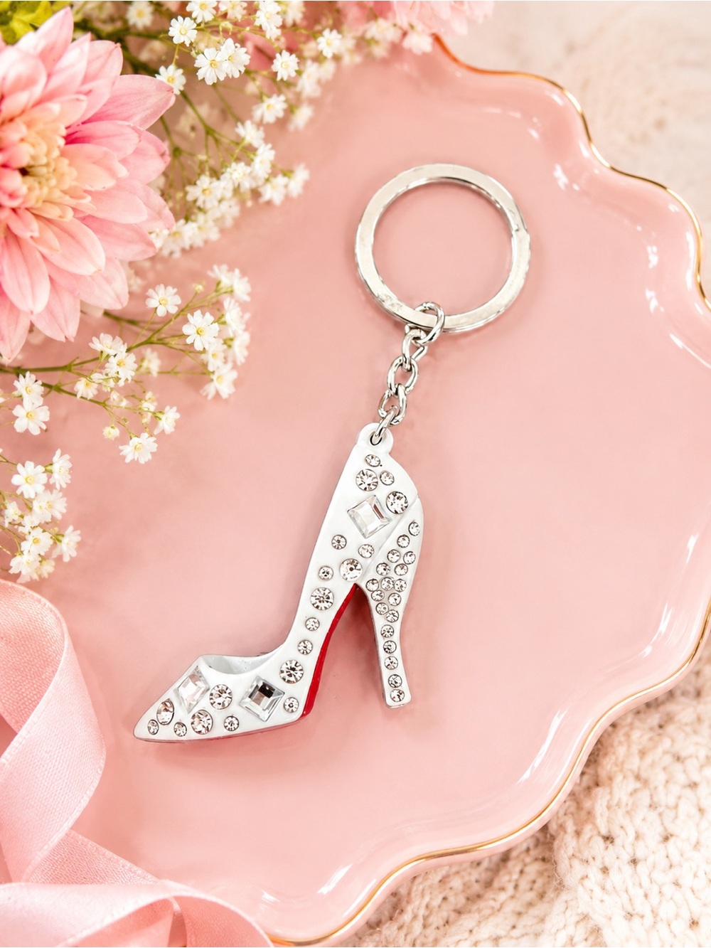 Crystal High Heel Keychain Bag Charm